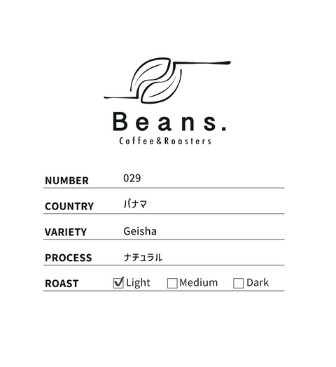 029 パナマ-ゲイシャ- / ナチュラル / 浅煎り