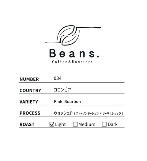 034 コロンビア / ウォッシュド(ファーメンテーション+サーマルショック) / 浅煎り